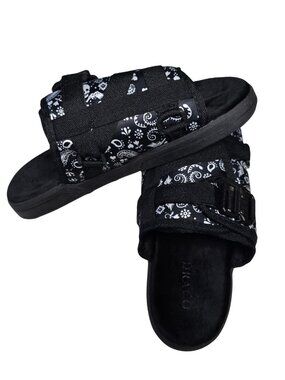 DRACO Slides Mens Shoes Size 5, 5.5, 6 Black Bandana Sandals Bandana NEW + Bag